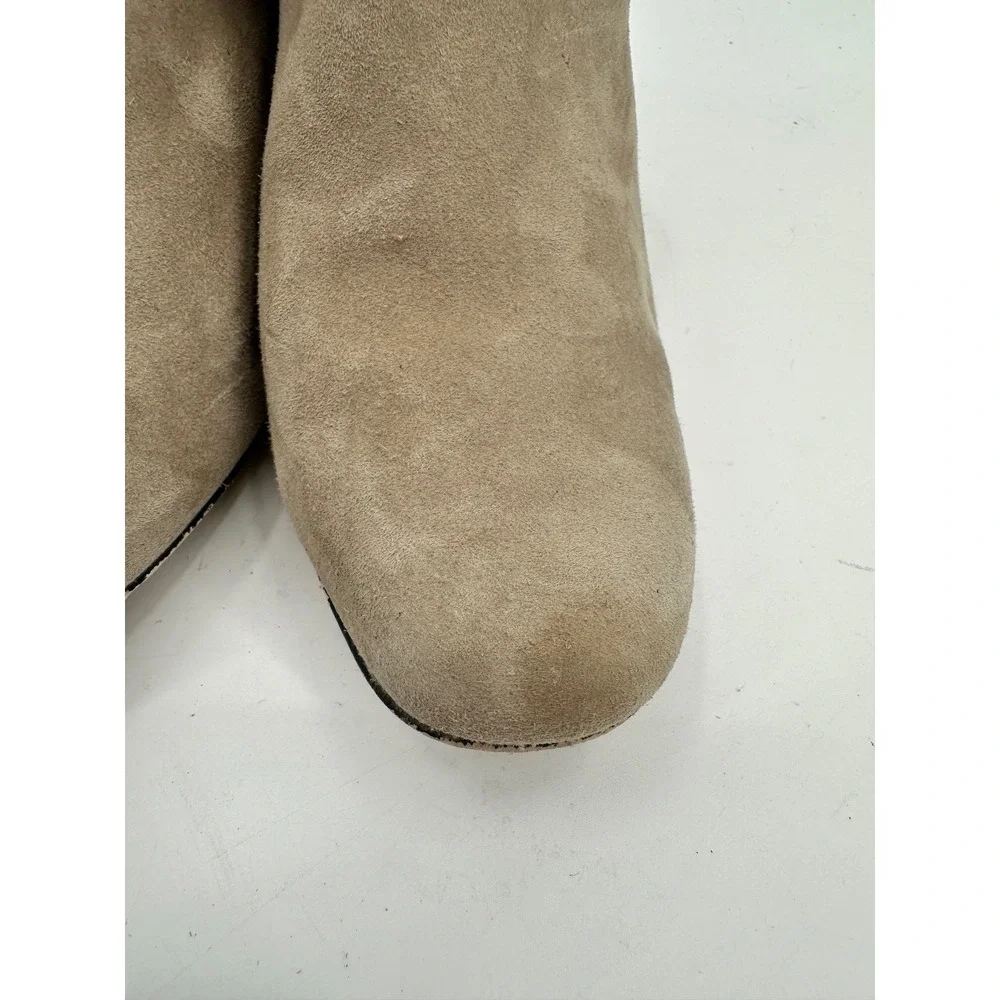 Latigo Suede Cutout‎ Block Heel Ankle Booties Taupe Size 7.5M